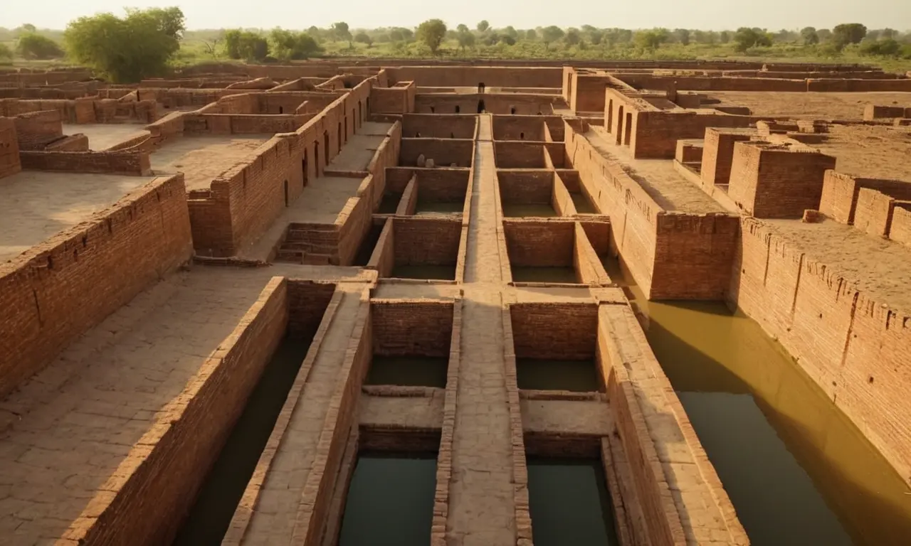 Ilustración para la sección Civilizaciones del Valle del Indo: Urbanismo y declive misterioso. sobre Desterrados del paraíso: Las civilizaciones perdidas que desafían lo que sabemos.