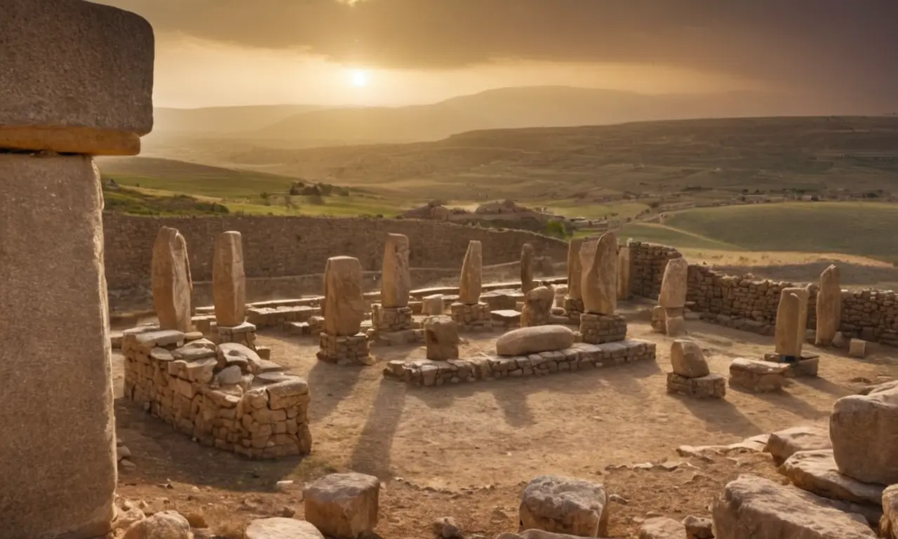 Ilustración para la sección Civilización de Göbekli Tepe: Orígenes del culto y la arquitectura religiosa. sobre Desterrados del paraíso: Las civilizaciones perdidas que desafían lo que sabemos.