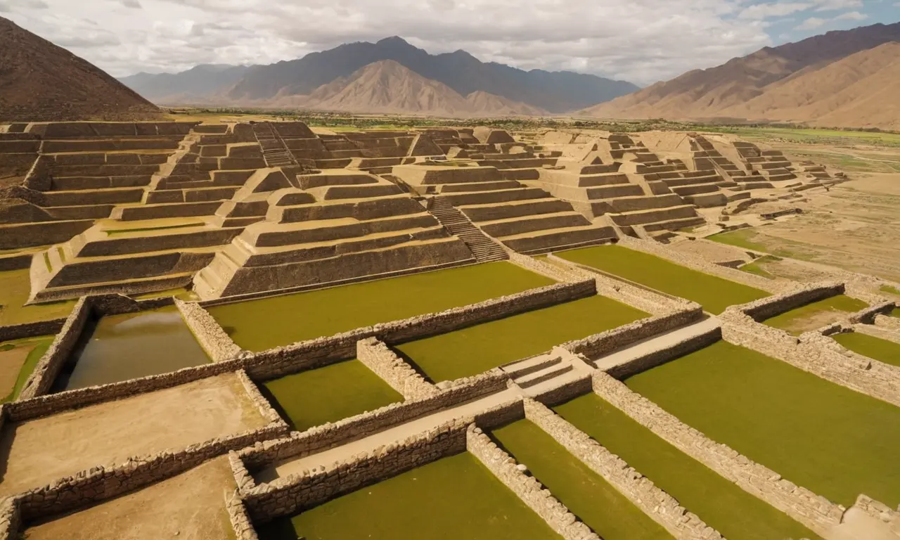 Ilustración para la sección Cultura de Caral: Complejidad social y agricultura temprana en Perú. sobre Desterrados del paraíso: Las civilizaciones perdidas que desafían lo que sabemos.