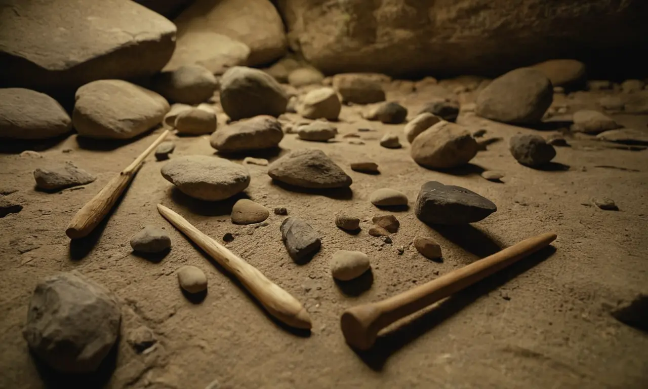 Ilustración para la sección Cultura Material y Tecnología: Herramientas de piedra y artefactos. sobre El último eslabón perdido: ¿Quiénes fueron realmente los Denisovanos?