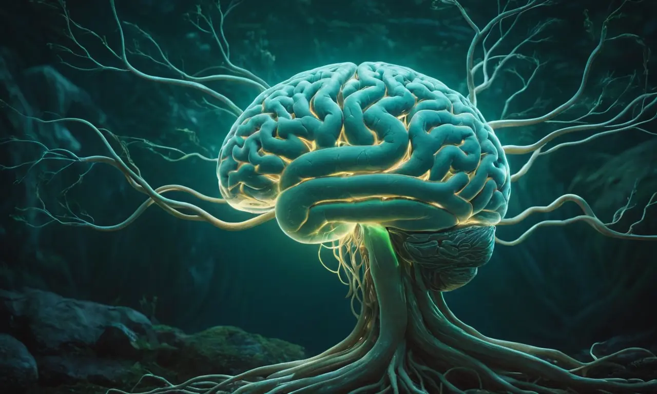 Ilustración para la sección Efecto del Estrés en la Microbiota y la Salud Mental. sobre La danza invisible: Cómo las bacterias moldean tu salud mental.