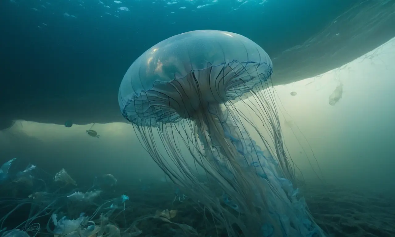 Ilustración para la sección Impacto en la vida marina: ingestión, bioacumulación y biomagnificación. sobre Microplásticos: El enemigo invisible que está cambiando nuestros océanos… y a nosotros.